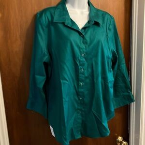 Coldwater Creek green cotton blouse. Sz 18